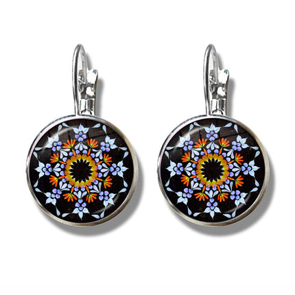 Mandala Art Picture Earrings Crystal Yoga Earrings