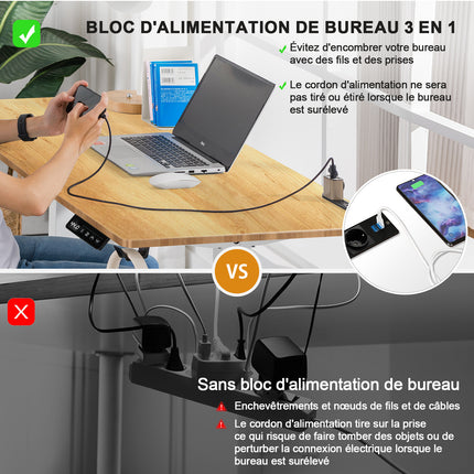 Electric Sit-Stand Desk 160 x 70, Height-Adjustable Table with 2 Memory Settings for Office and Bedroom