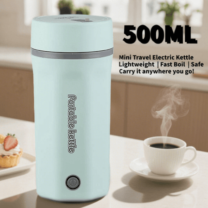 Travel Electric Kettle Portable Mini Kettle, 500ML Small Hot Water Boiler, 304 Stainless Steel,