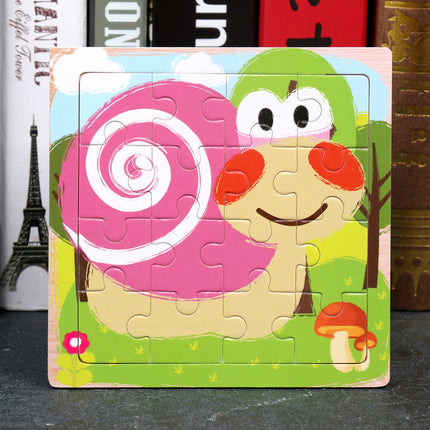 Animal Cartoon 16-piece Wooden Puzzle
