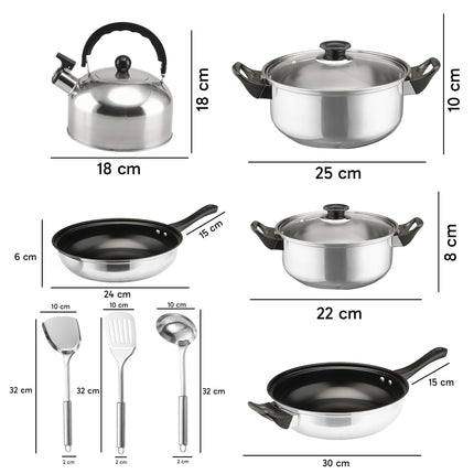 Set of Casseroles And Kitchen Accessories Homesmart, 11pcs, Compatible with Gas And Induction, High Quality
