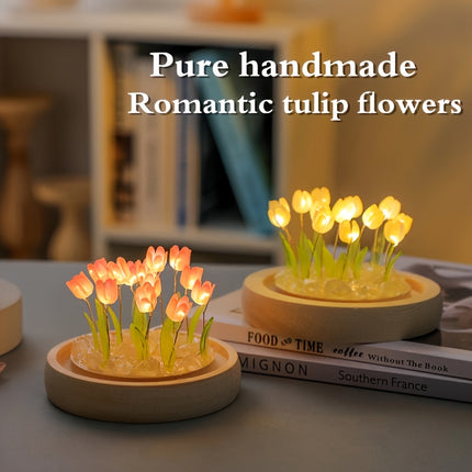 10pcs Tulip Night Light Set - Bedroom Artistic Floral Decoration, Luminous Tabletop Embellishment