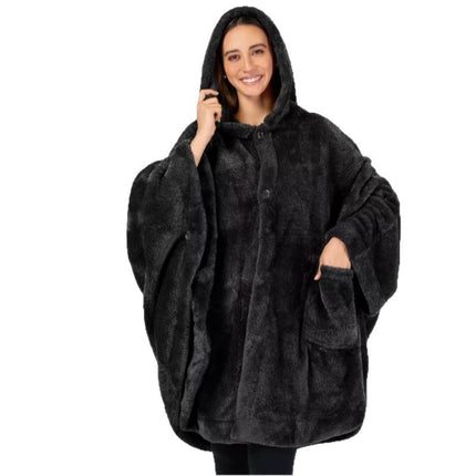 Hooded Cloak Thickened Solid Color Bathrobe