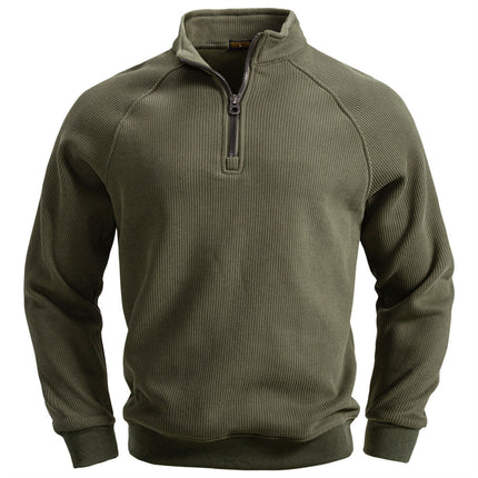 Zipper Sweater Stand-up Collar All-match Fleece Men's Sweater Top