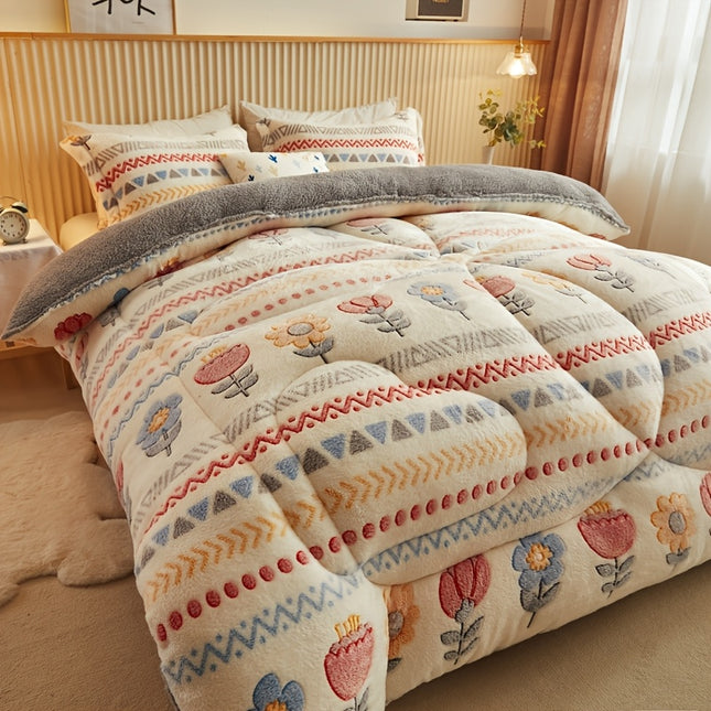 Three-layer Thick - Soft And Warm - Bohemian-style Thick Winter Quilt - Snowflake Thick Blanket