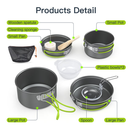 1 Set Aluminum Portable Camping Cookware