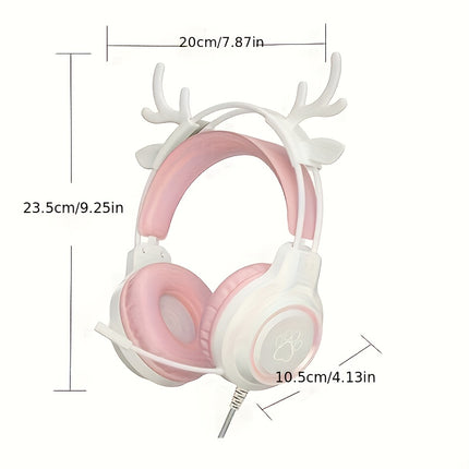 Esports-Pro Wired Gaming Headset Compatible for PC/Laptop Wired Over-Ear Headphones with Detachable Cat