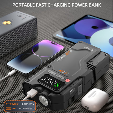 Car Air Compressor Jump Starter with Air Compressor, Battery Jump Starter Portable Peak