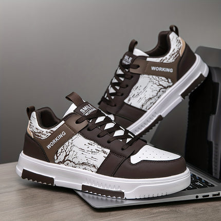 1pair Men'S Fashion Skateboard Sneakers, Casual Street Style Athletic Shoes with Branch Print