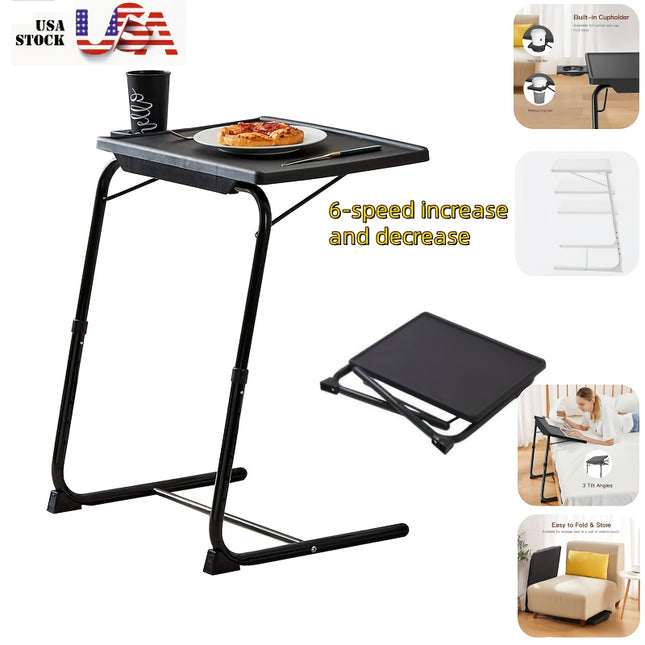 Portable and Comfortable Foldable Computer Desk - Adjustable with 6 Height & 3 Tilt Angle,