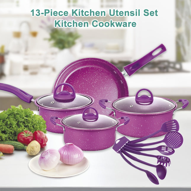 13pcs Kitchen Cookware Set - Heat Resistant Pots Pan Set