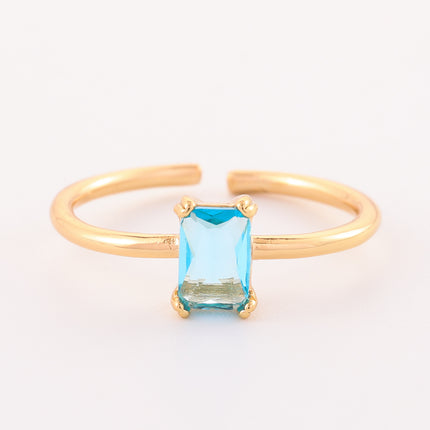 Retro Color Zircon 12th Birthday Stone Ring Simple Bracelet Ring
