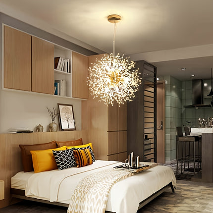 1 luxury Golden crystal chandelier, modern dandelion design, adjustable suspension cable