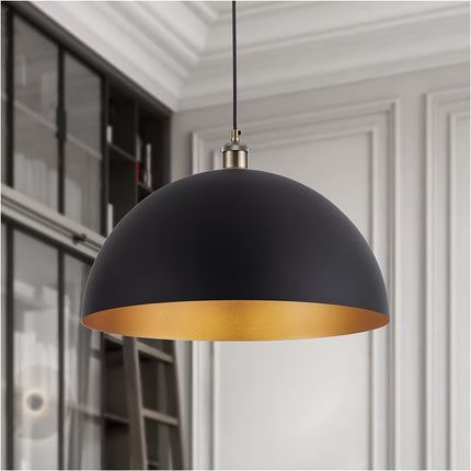 Chandelier - 39.88cm Black & Golden Finish, 199.9cm Cord for Kitchen Island, Bedroom, Hallway, Bar