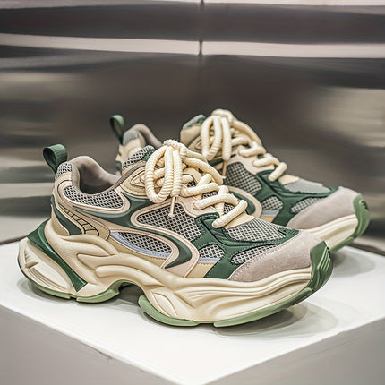 Men's Chunky Height-Increasing Sneakers - Thick Platform Lace-Up Shoes with Breathablee