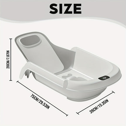 Newborn Baby Bath Seat with Anti-Slip Support & Thermometer - Adjustable Height Infant Bathing