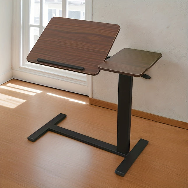 Adjustable Height Mobile Rolling Laptop Stand & Side Table with Tilting Tray