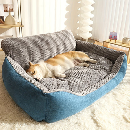 Extra-Large Luxury Plush Pet Sofa Bed - Thick, Warm with High Backrest for Cats & Dogs, Easy Clean, All-Season Comfort