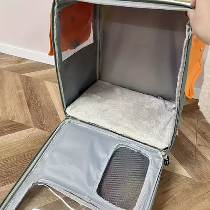 Pet Rolling Suitcase with Five Silent Wheels, Anti-Slip And Shockproof Cat Carrier