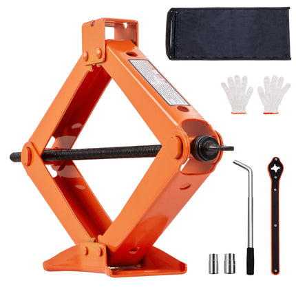 Scissor Jack, 2.5 Ton/5512 lbs Scissor Car Jack, 3.7'-17.1' Lifting Range Scissor Lift Jack with Ratcheting Handle and L-Wrench, Portable Tire Jack for Cars Trucks Sedans MPVs