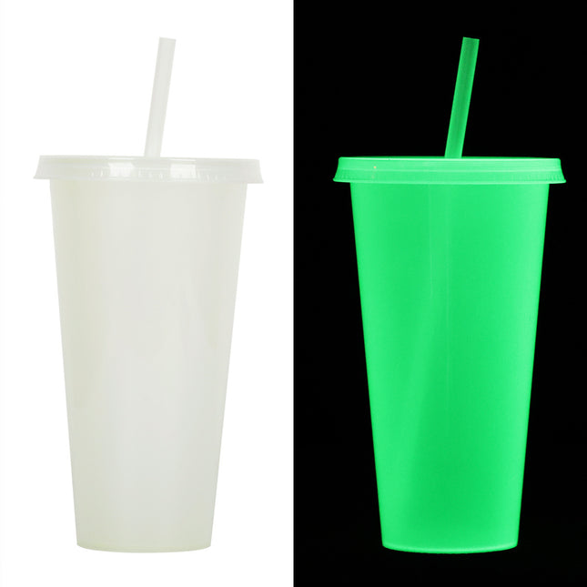720ml Plastic Sippy Cup Halloween Luminous Straw Cup