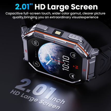 GPS Men'S Sports Smart Watch, 2.0-inch HD Smart Watch, With Wireless Call Function, Message Reminder,