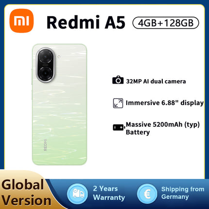 Xiaomi Redmi A5 Smartphone, 4+128G, 32MP Dual AI Camera, 5200mAh Massive Battery, Octa-core,