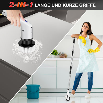 Electric Cleaning Brush Spin Scrubber With 9 Brush Heads & Telescopic Rod