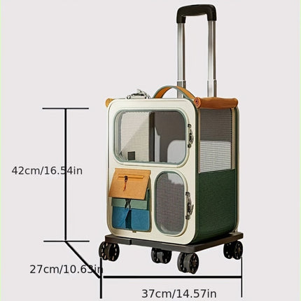 Pet Rolling Suitcase with Five Silent Wheels, Anti-Slip And Shockproof Cat Carrier