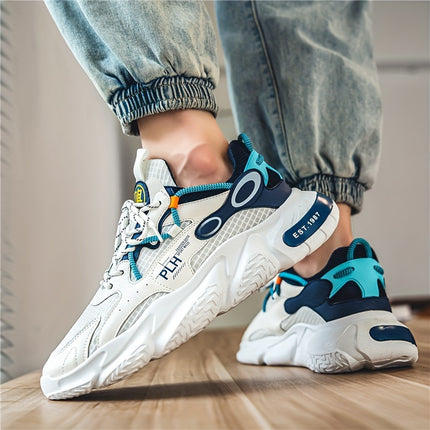 Men's Vintage Old School Style Chunky Shoes, Comfy Non Slip Durable Lace Up Sneakers For Men's Outdoor Activities