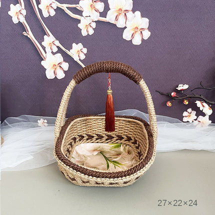 Hemp Rope Hand-woven Finished Baskets Pastoral Retro Hand-woven Baskets