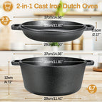 6.7Qt Cast Iron Pot & 2.5Qt Lid