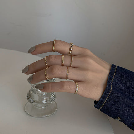 Womens Minimalist Wave Twisted-knot Vintage Artistic Ring
