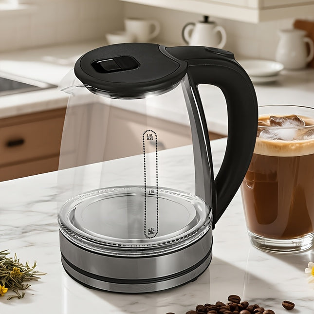 110V High Borosilicate Electric Kettle 33.85-101.44oz Capacity, 1000W Power, Easy Cleaning,