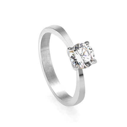 Stylish Commuter Electroplated Rectangular Geometric White Diamond Ring