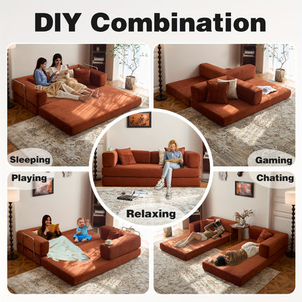 Sofa Bed, Convertible Floor Sofa, Leisure Sofa Bed, Corduroy Folding Mattress, Lounge Sofa