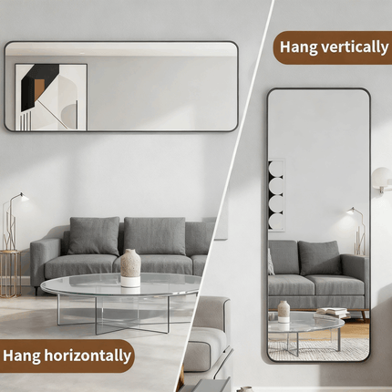 40cm x 120cm Full Length Mirror with Over-The-Door Hanging System - Modern Vertical Rectangular Wall/Door