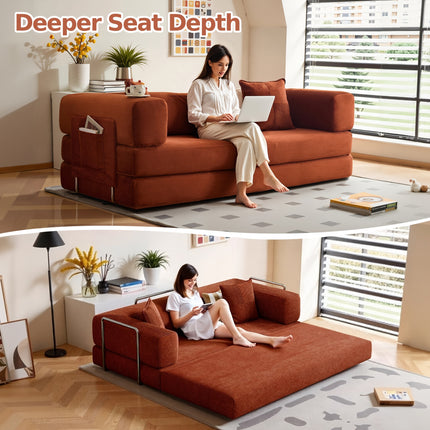 Sofa Bed | Convertible Floor Boneless Couch with Comfy Pillow, Modular Modern Corduroy Sofa