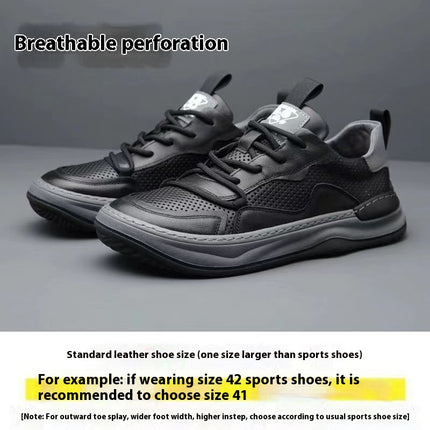 Men'S White Perforated Casual Sneakers - Breathable Low-Top Lace-Up Shoes with Round Toe,