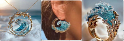 Stainless Steel Spray Necklace Golden Set Silver