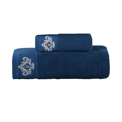 1pc Premium Embroidered Crown Towel - Soft, Absorbent, Non-Fade Cotton Material in Beige & White