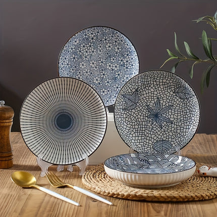 Set (of) Handmade Blue & White Floral Porcelain Plates and Bowls Set - Ceramic Dishware