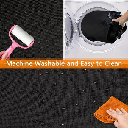 1pc Universal Fit Dog Car Trunk Liner Protector, Non-Slip Waterproof Pet Cargo Cover, Scratch-Resistant Washable Luggage Mat for Small Trucks SUVs, Black Fabric Material