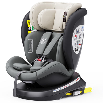 Boof MandaraGrey Car Seat with ISOFIX, 360° Rotatable, Top Tether Position, 0-36 kg, 40-150 cm