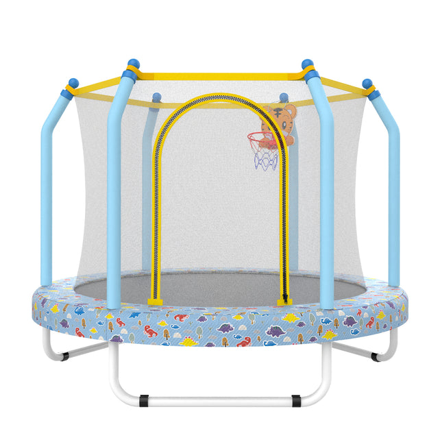 55-inch Trampoline for Kids Indoor & Outdoor Small Toddler Trampoline with Basketball Hoop