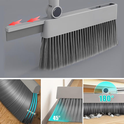 4-in-1 Multifunctional Broom and Dustpan Combo with Squeegee & Brush Attachments