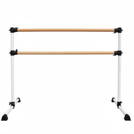 4FT White Solid Wood Ballet Barre With Adjustable Range Of 6.7-46 Inches For Dance Practice