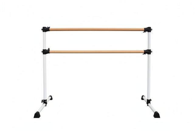 4FT White Solid Wood Ballet Barre With Adjustable Range Of 6.7-46 Inches For Dance Practice