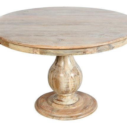 Five Piece Dark Brown Round Solid Wood Dining Set with Four Chairs