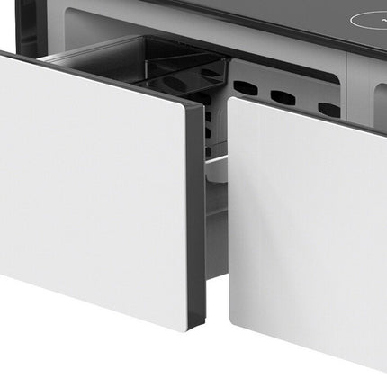 41" Black and White Glass and Acrylic Solid Coffee Table With Two Drawers